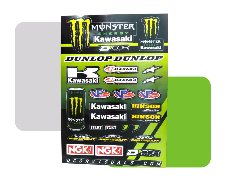 STICKER DECORATIVO MONSTER/DUNLOP/KAWASAKI/VP RACING