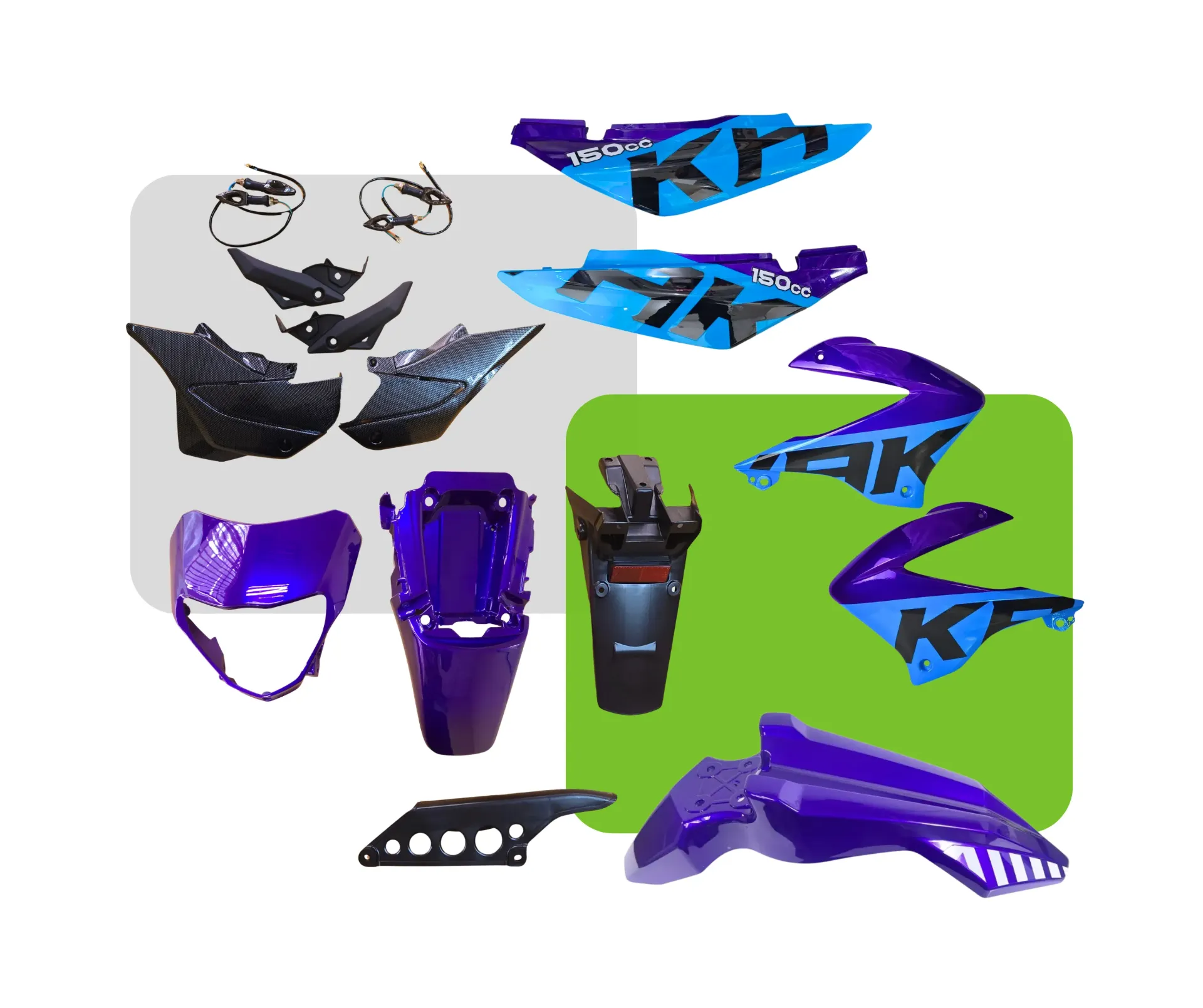 KIT DE TAPAS COMPLETA CON LUCES DE CRUCES B-K150K AZUL CON MORADO