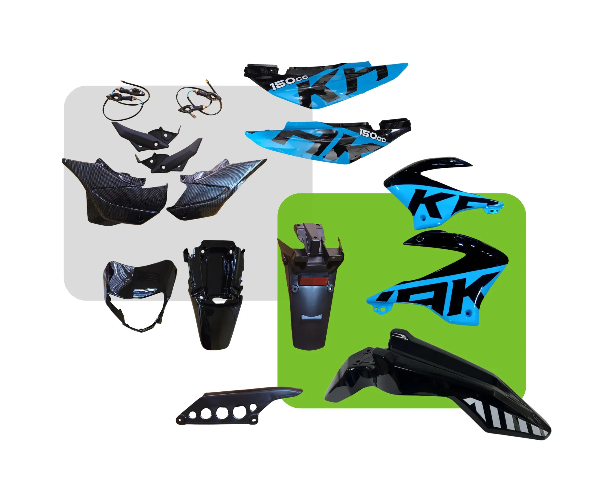 KIT DE TAPAS COMPLETA CON LUCES DE CRUCES B-K150K AZUL CON NEGRO